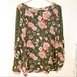 LOFT green long sleeve blouse